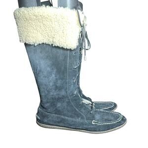 Sperry Top-Sider Black Suede Lace Up Moccasin Boots - Size 7